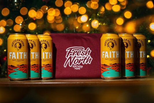 GIFT // BURGUNDY FRESH FROM THE NORTH STICKER TEE // 6 x FAITH 440ML