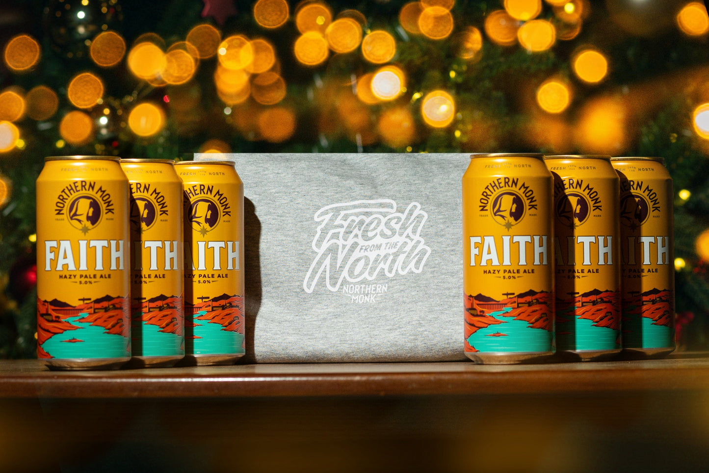 GIFT // GREY FRESH FROM THE NORTH STICKER TEE // 6 x FAITH 440ML