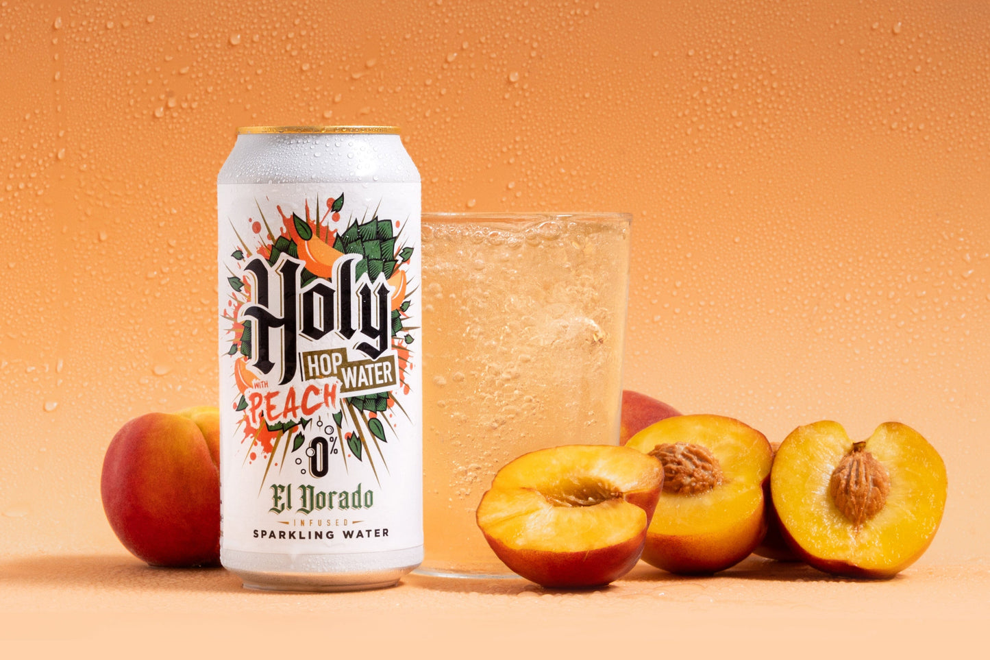 12 PACK // HOLY HOP WATER PEACH // EL DORADO INFUSED SPARKLING HOP WATER