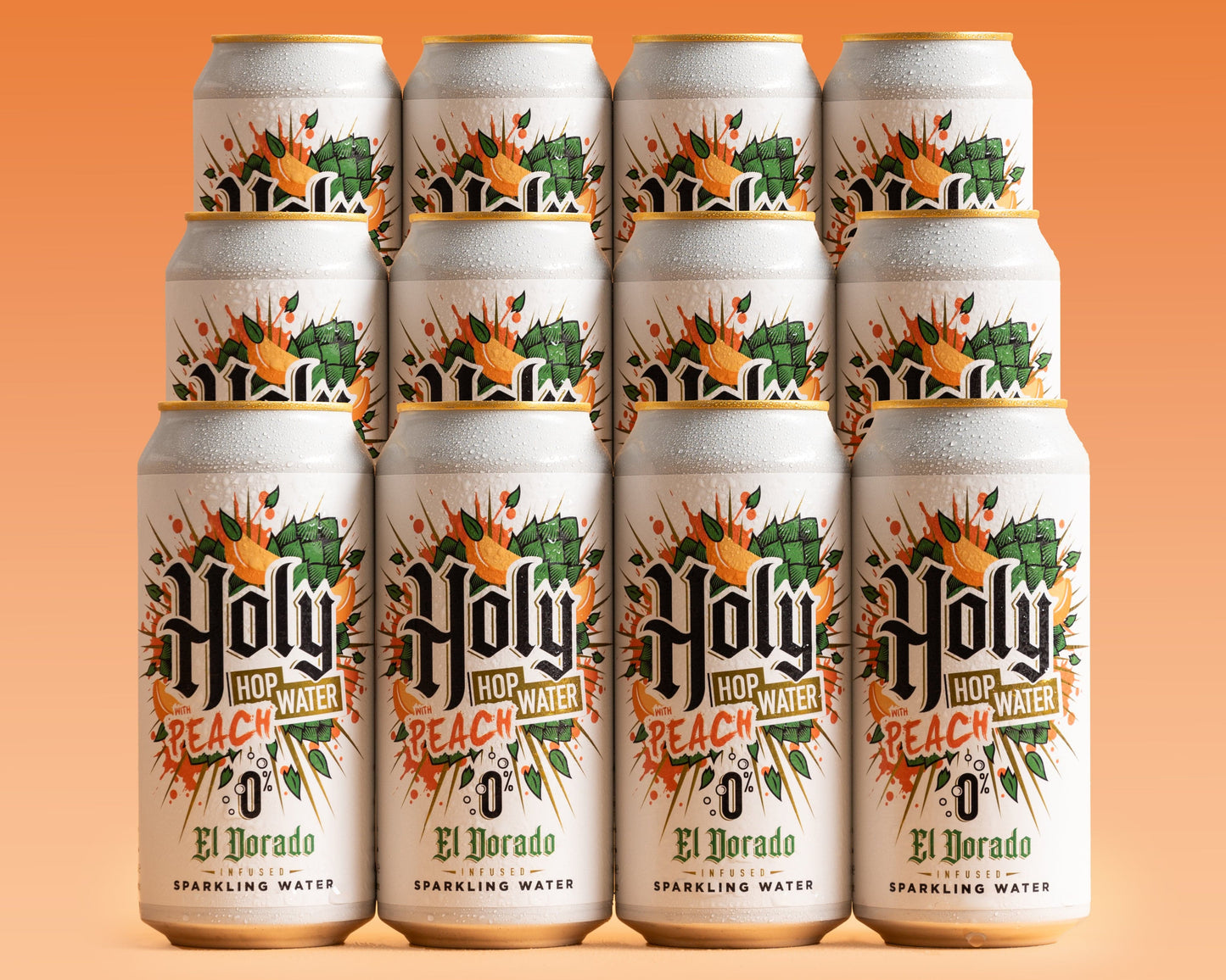 12 PACK // HOLY HOP WATER PEACH // EL DORADO INFUSED SPARKLING HOP WATER